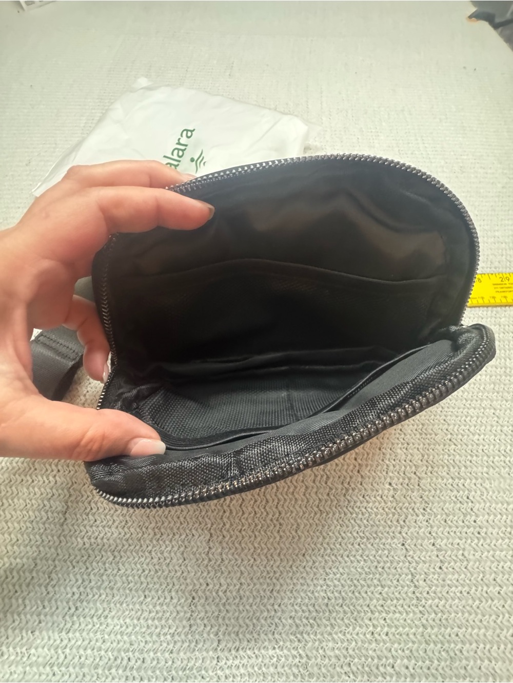 Compact Black womens Belt Bag with Zippered Main Compartment